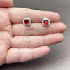 Rhodium Gold Filled Stud Earring, Cluster Design, with Garnet and White Cubic Zirconia, Polished, Rhodium Finish, 02.344.0231.3