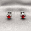 Rhodium Gold Filled Stud Earring, Cluster Design, with Garnet and White Cubic Zirconia, Polished, Rhodium Finish, 02.344.0231.3