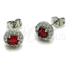 Rhodium Gold Filled Stud Earring, Cluster Design, with Garnet and White Cubic Zirconia, Polished, Rhodium Finish, 02.344.0231.3