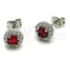 Rhodium Gold Filled Stud Earring, Cluster Design, with Garnet and White Cubic Zirconia, Polished, Rhodium Finish, 02.344.0231.3
