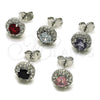 Rhodium Gold Filled Stud Earring, Cluster Design, with Garnet and White Cubic Zirconia, Polished, Rhodium Finish, 02.344.0231.3
