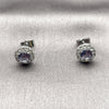 Rhodium Gold Filled Stud Earring, Cluster Design, with Amethyst and White Cubic Zirconia, Polished, Rhodium Finish, 02.344.0231.4