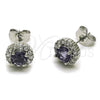 Rhodium Gold Filled Stud Earring, Cluster Design, with Amethyst and White Cubic Zirconia, Polished, Rhodium Finish, 02.344.0231.4