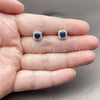 Rhodium Gold Filled Stud Earring, Cluster Design, with Sapphire Blue Cubic Zirconia and White Micro Pave, Polished, Rhodium Finish, 02.344.0101.6
