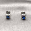 Rhodium Gold Filled Stud Earring, Cluster Design, with Sapphire Blue Cubic Zirconia and White Micro Pave, Polished, Rhodium Finish, 02.344.0101.6
