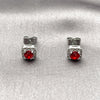 Rhodium Gold Filled Stud Earring, Cluster Design, with Garnet Cubic Zirconia and White Micro Pave, Polished, Rhodium Finish, 02.344.0101.7