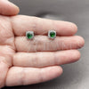 Rhodium Gold Filled Stud Earring, Cluster Design, with Green Cubic Zirconia and White Micro Pave, Polished, Rhodium Finish, 02.344.0101.8