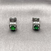 Rhodium Gold Filled Stud Earring, Cluster Design, with Green Cubic Zirconia and White Micro Pave, Polished, Rhodium Finish, 02.344.0101.8