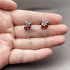 Rhodium Gold Filled Stud Earring, Cherry Design, with Garnet Cubic Zirconia and White Micro Pave, Polished, Rhodium Finish, 02.344.0232