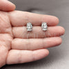 Rhodium Gold Filled Stud Earring, Baguette Design, with White Cubic Zirconia, Polished, Rhodium Finish, 02.344.0233