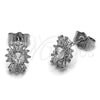 Rhodium Gold Filled Stud Earring, Baguette Design, with White Cubic Zirconia, Polished, Rhodium Finish, 02.344.0233