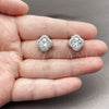 Rhodium Gold Filled Stud Earring, Four-leaf Clover Design, with White Cubic Zirconia and White Micro Pave, Polished, Rhodium Finish, 02.283.0151.1