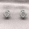 Rhodium Gold Filled Stud Earring, Four-leaf Clover Design, with White Cubic Zirconia and White Micro Pave, Polished, Rhodium Finish, 02.283.0151.1