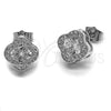 Rhodium Gold Filled Stud Earring, Four-leaf Clover Design, with White Cubic Zirconia and White Micro Pave, Polished, Rhodium Finish, 02.283.0151.1