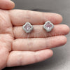 Rhodium Gold Filled Stud Earring, Four-leaf Clover Design, with Pink Cubic Zirconia and White Micro Pave, Polished, Rhodium Finish, 02.283.0151.2