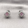 Rhodium Gold Filled Stud Earring, Four-leaf Clover Design, with Pink Cubic Zirconia and White Micro Pave, Polished, Rhodium Finish, 02.283.0151.2
