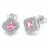 Rhodium Gold Filled Stud Earring, Four-leaf Clover Design, with Pink Cubic Zirconia and White Micro Pave, Polished, Rhodium Finish, 02.283.0151.2