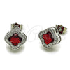Rhodium Gold Filled Stud Earring, Four-leaf Clover Design, with Garnet Cubic Zirconia and White Micro Pave, Polished, Rhodium Finish, 02.283.0151.3