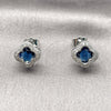 Rhodium Gold Filled Stud Earring, Four-leaf Clover Design, with Sapphire Blue Cubic Zirconia and White Micro Pave, Polished, Rhodium Finish, 02.283.0151.4