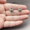 Rhodium Gold Filled Stud Earring, Four-leaf Clover Design, with Multicolor Cubic Zirconia, Polished, Rhodium Finish, 02.344.0234