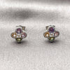 Rhodium Gold Filled Stud Earring, Four-leaf Clover Design, with Multicolor Cubic Zirconia, Polished, Rhodium Finish, 02.344.0234