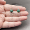 Rhodium Gold Filled Stud Earring, Flower Design, with Green Cubic Zirconia, Polished, Rhodium Finish, 02.344.0159.4