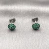 Rhodium Gold Filled Stud Earring, Flower Design, with Green Cubic Zirconia, Polished, Rhodium Finish, 02.344.0159.4