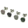 Rhodium Gold Filled Stud Earring, Flower Design, with Green Cubic Zirconia, Polished, Rhodium Finish, 02.344.0159.4