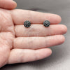 Rhodium Gold Filled Stud Earring, Flower Design, with Black Cubic Zirconia, Polished, Rhodium Finish, 02.344.0159.5
