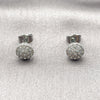 Rhodium Gold Filled Stud Earring, Flower Design, with White Cubic Zirconia, Polished, Rhodium Finish, 02.344.0159.6