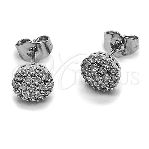 Rhodium Gold Filled Stud Earring, Flower Design, with White Cubic Zirconia, Polished, Rhodium Finish, 02.344.0159.6
