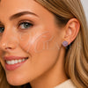 Rhodium Gold Filled Stud Earring, Flower Design, with Pink Cubic Zirconia, Polished, Rhodium Finish, 02.344.0159.7