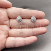 Rhodium Gold Filled Stud Earring, Flower Design, with Pink Cubic Zirconia, Polished, Rhodium Finish, 02.344.0159.7