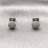 Rhodium Gold Filled Stud Earring, Flower Design, with Pink Cubic Zirconia, Polished, Rhodium Finish, 02.344.0159.7
