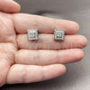 Rhodium Gold Filled Stud Earring, Cluster Design, with White Cubic Zirconia, Polished, Rhodium Finish, 02.344.0235