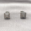 Rhodium Gold Filled Stud Earring, Cluster Design, with White Cubic Zirconia, Polished, Rhodium Finish, 02.344.0235