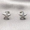 Rhodium Gold Filled Stud Earring, Star Design, with White Micro Pave and White Cubic Zirconia, Polished, Rhodium Finish, 02.344.0099.1