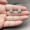 Rhodium Gold Filled Stud Earring, Cluster Design, with White Cubic Zirconia and White Micro Pave, Polished, Rhodium Finish, 02.344.0236