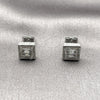 Rhodium Gold Filled Stud Earring, Cluster Design, with White Cubic Zirconia and White Micro Pave, Polished, Rhodium Finish, 02.344.0236
