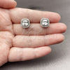 Rhodium Gold Filled Stud Earring, Cluster Design, with White Cubic Zirconia and White Micro Pave, Polished, Rhodium Finish, 02.344.0237