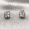 Rhodium Gold Filled Stud Earring, Cluster Design, with White Cubic Zirconia and White Micro Pave, Polished, Rhodium Finish, 02.344.0237