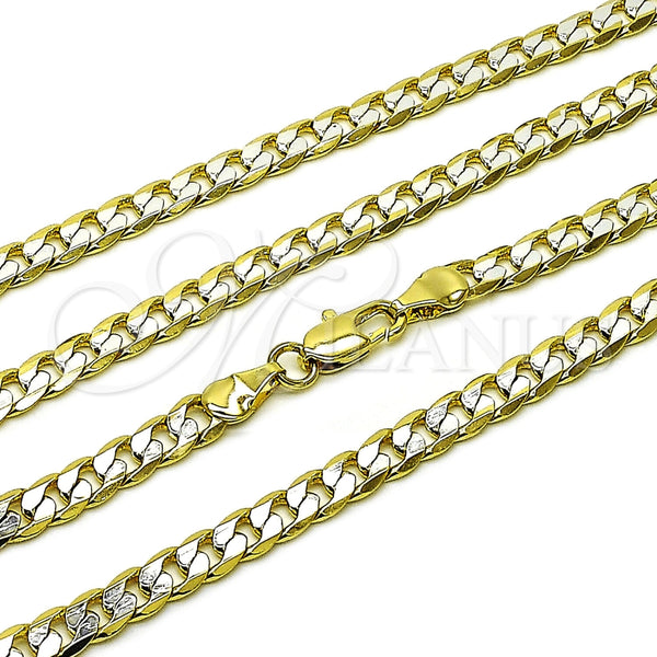 Oro Laminado Basic Necklace, Gold Filled Style Curb Design, Polished, Two Tone, 5.222.004.1.22 (140 Gauge, 05 MM Thickness, 22 Inches Length)