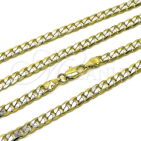 Oro Laminado Basic Necklace, Gold Filled Style Curb Design, Polished, Two Tone, 5.222.004.1.22 (140 Gauge, 05 MM Thickness, 22 Inches Length)