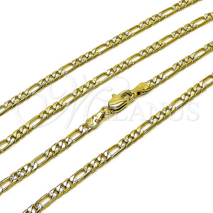Oro Laminado Basic Necklace, Gold Filled Style Figaro Design, Polished, Two Tone, 5.222.017.1.22 (0.80 Gauge, 03 MM Thickness, 22 Inches Length)