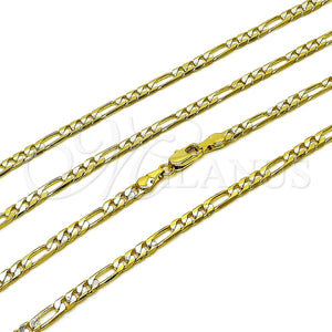 Oro Laminado Basic Necklace, Gold Filled Style Figaro Design, Polished, Two Tone, 5.222.016.1.22 (100 Gauge, Thickness, 22 Inches Length)