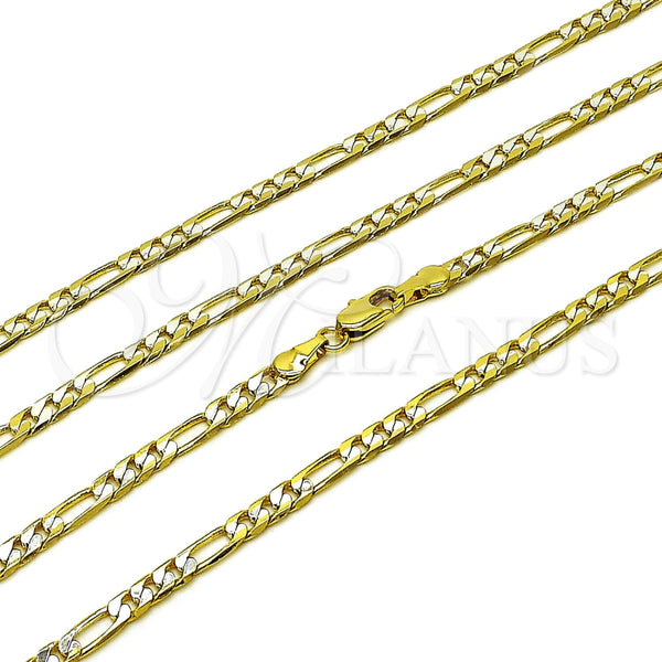 Oro Laminado Basic Necklace, Gold Filled Style Figaro Design, Polished, Two Tone, 5.222.016.1.22 (100 Gauge, Thickness, 22 Inches Length)