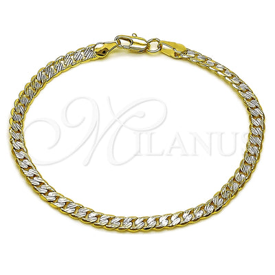 Oro Laminado Basic Bracelet, Gold Filled Style Curb Design, Diamond Cutting Finish, Two Tone, 04.297.0001.08 for wholesale, main product view
