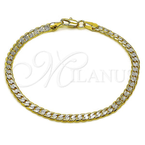 Oro Laminado Basic Bracelet, Gold Filled Style Curb Design, Diamond Cutting Finish, Two Tone, 04.297.0001.08 (Thickness, 8 Inches Length)