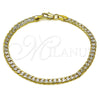 Oro Laminado Basic Bracelet, Gold Filled Style Curb Design, Diamond Cutting Finish, Two Tone, 04.297.0001.08 (Thickness, 8 Inches Length)