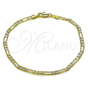 Oro Laminado Basic Bracelet, Gold Filled Style Figaro Design, Diamond Cutting Finish, Two Tone, 04.297.0002.08 (03 MM Thickness, 8 Inches Length)